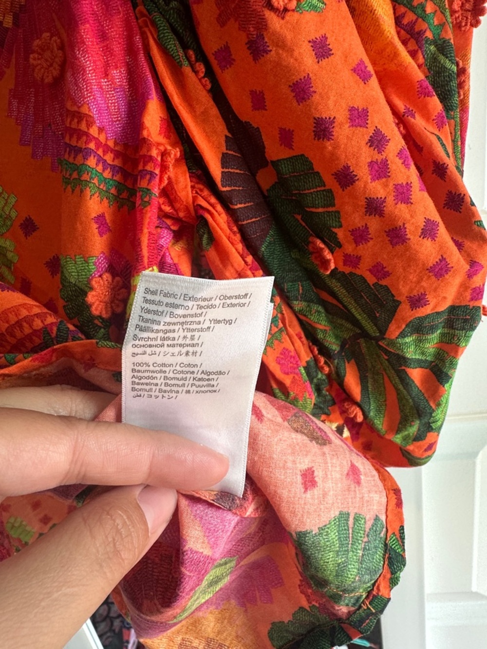 Farm Rio Blooming Garden Puff-Sleeve Top in Orange M - Picture 8 of 11